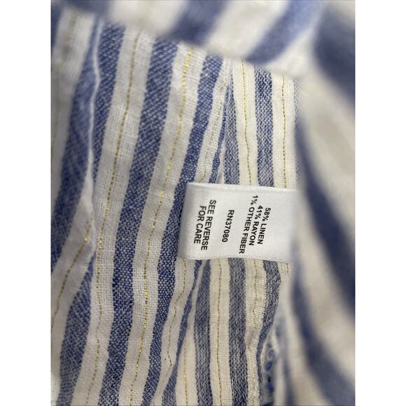 Cato - Women’s Blue Striped - V-neck -Peplum Button Front Blouse Top Size XL - Picture 4 of 6